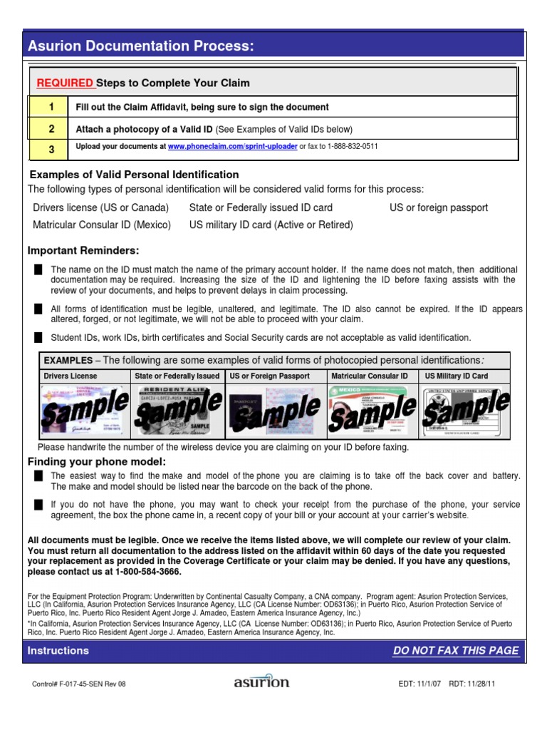 Asurion Claim Submission Guide | PDF | Identity Document | Government
