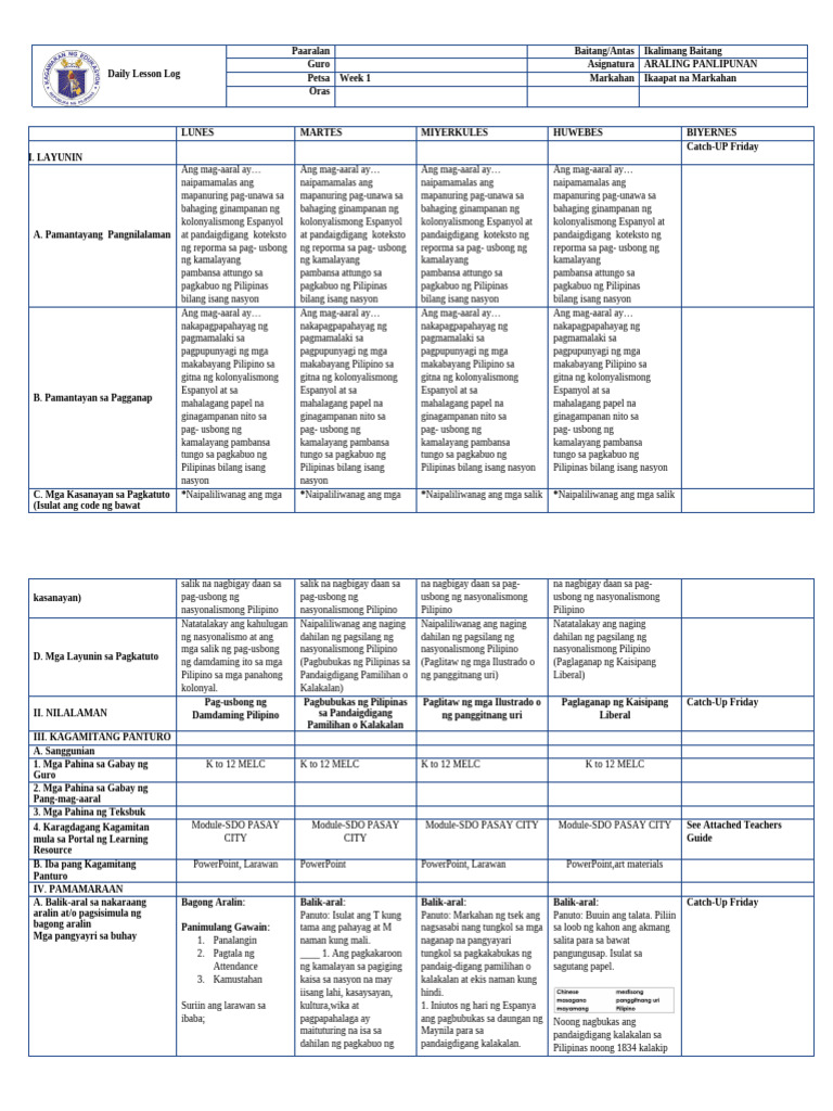 DLL Week 1-Q4 Ap 5 | PDF