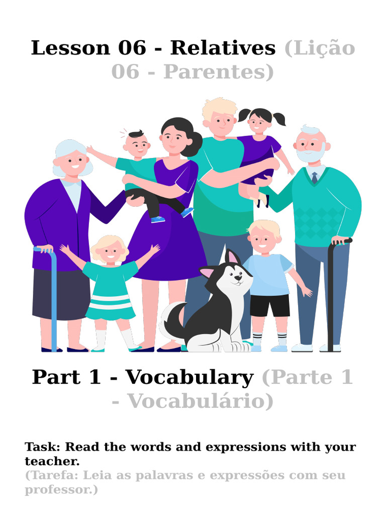 Vocabulário e Atividades sobre Parentes | PDF