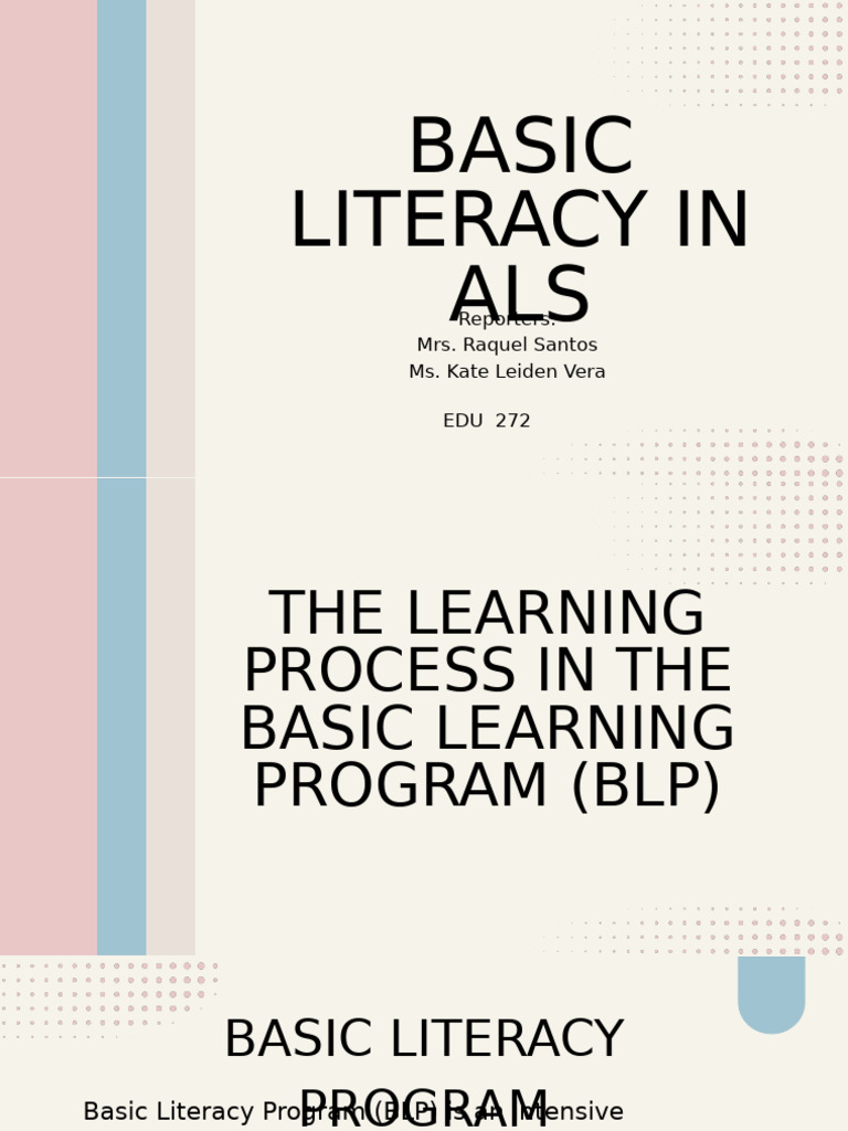 Basic Literacy Program Overview | PDF | Literacy | Learning