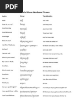 Some Useful Khmer Words and Phrases