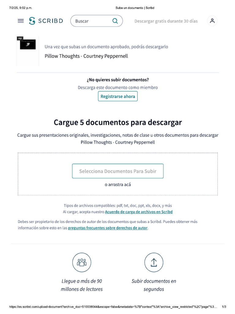 1 Cargar Documentos Para Descarga De Scribd Tutorial Pdf 