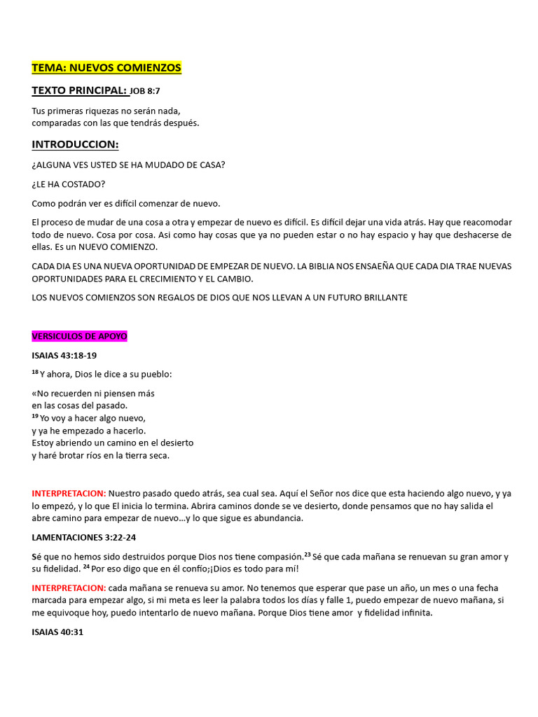 Tema Nuevos Comienzos | PDF | Jesús | Dios