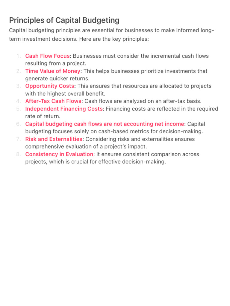 Principles of Capital Budgeting Explained | PDF