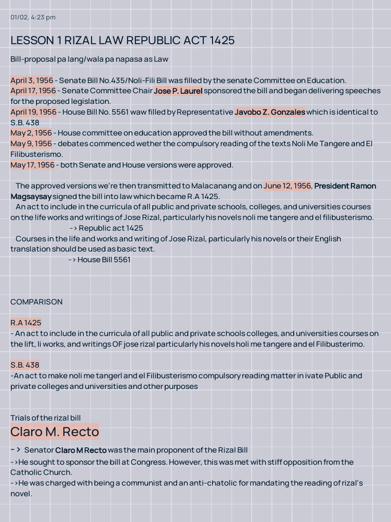 Overview of Republic Act 1425 | PDF
