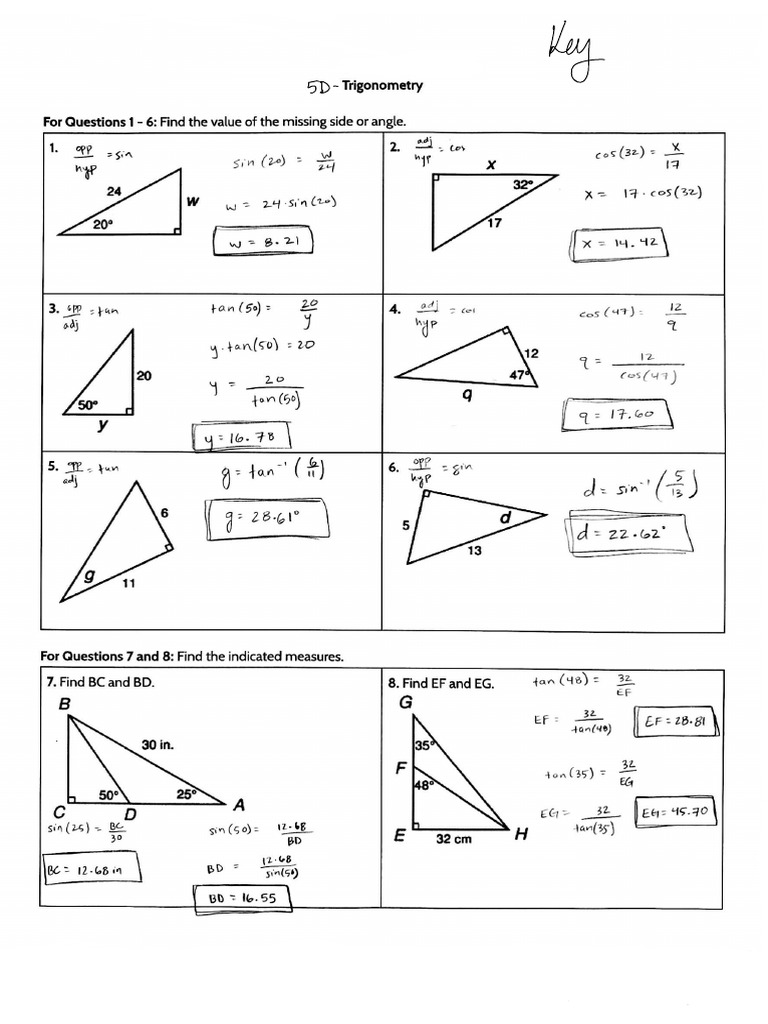 5D Trigonometry KEY | PDF