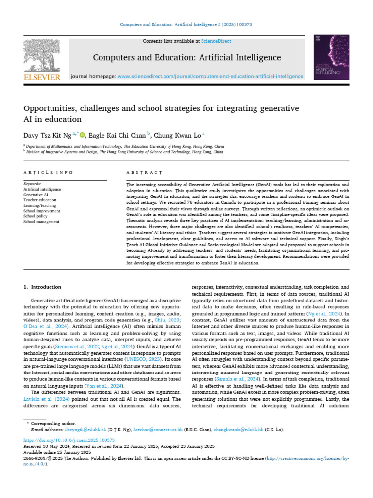 Integrating Generative AI in Education | PDF | Artificial Intelligence ...