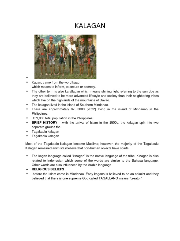 Kalagan Tribe: Culture and Language | PDF