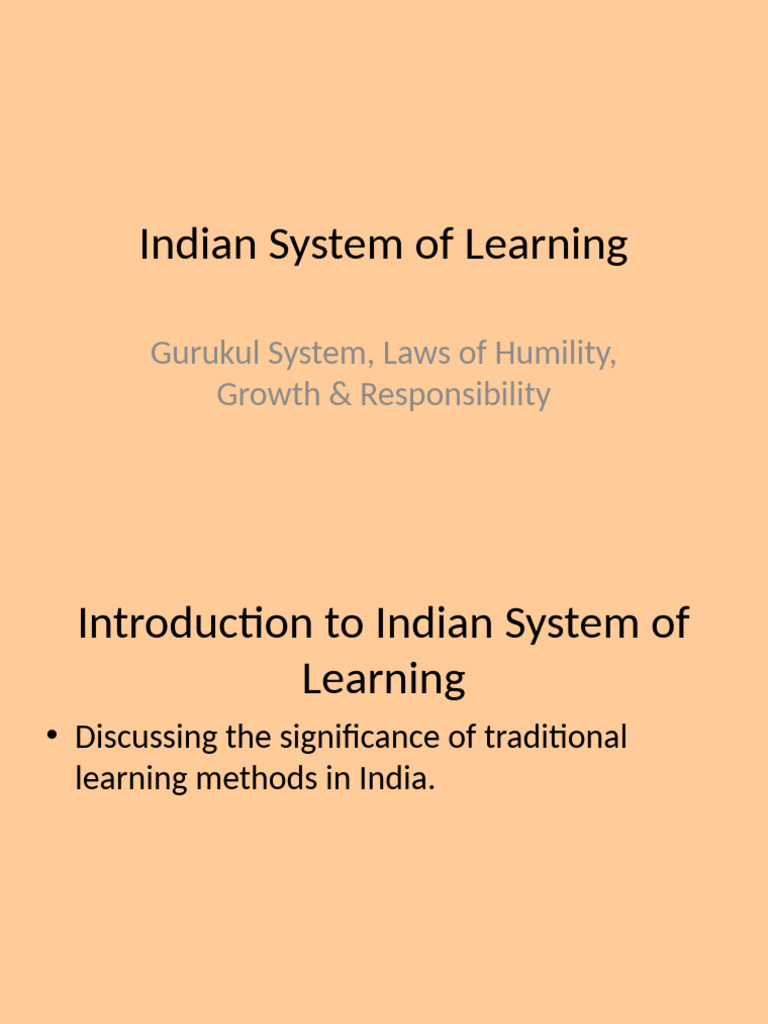 Indian Learning System Presentation | PDF