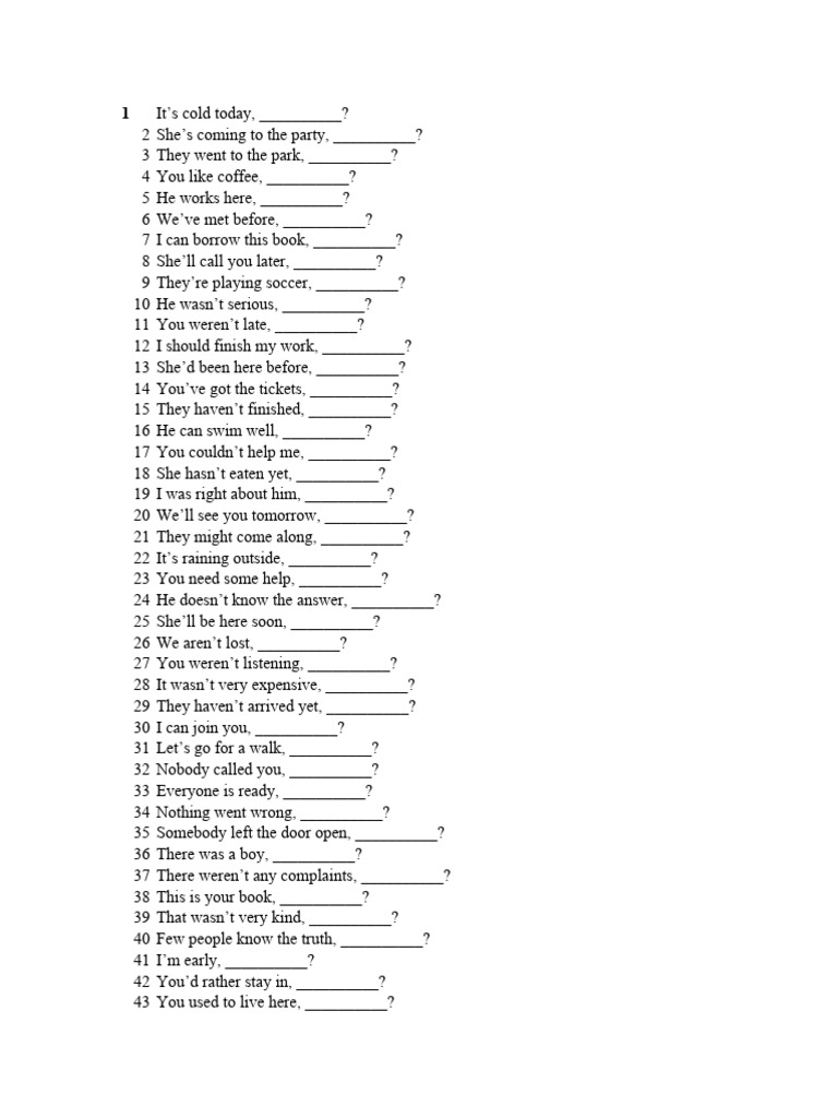 Tag Questions | PDF