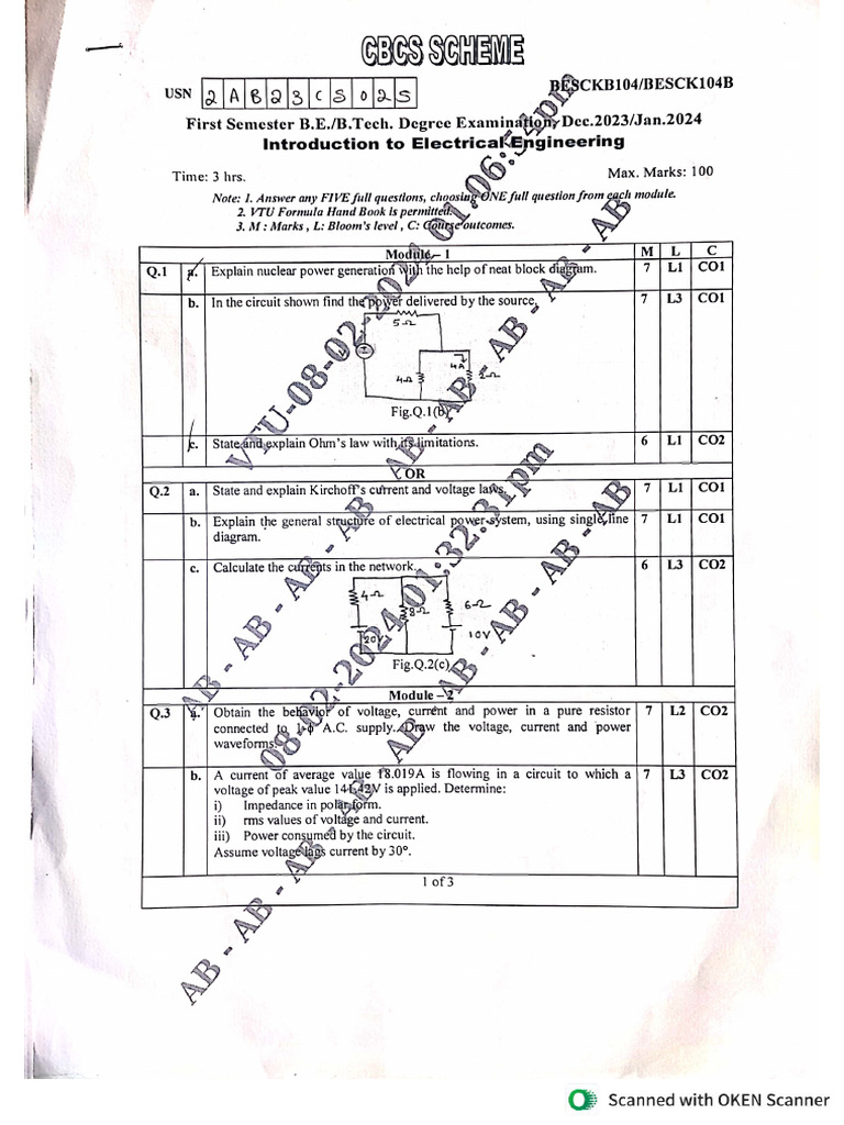 Iee Vtu Papers Pdf