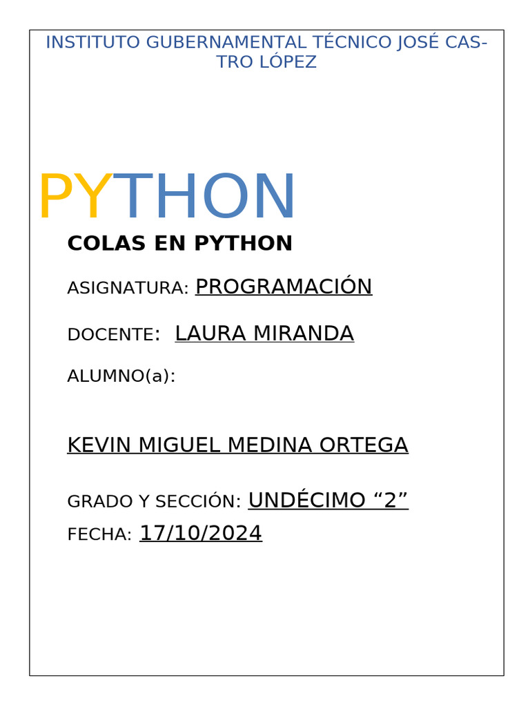 Uso de Colas en Python: Guía Práctica | PDF