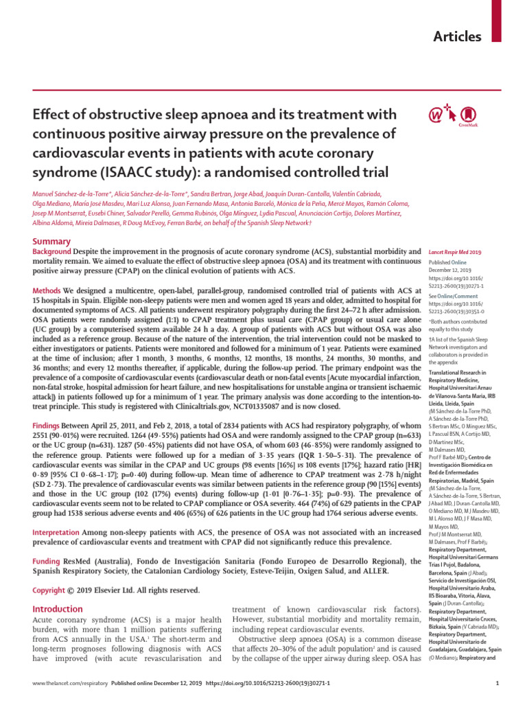 Effect of Obstructive Sleep Apnoea and I | PDF | Sleep Apnea ...