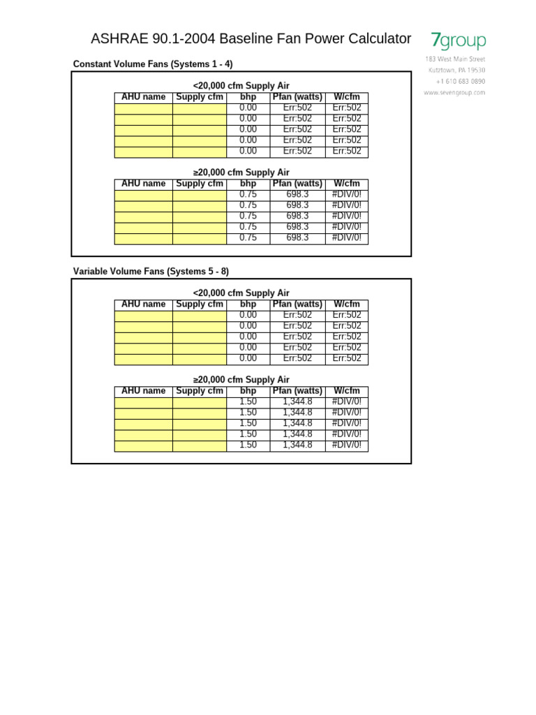 ASHRAE Fan Power Calculator Guide | PDF | Building Automation ...