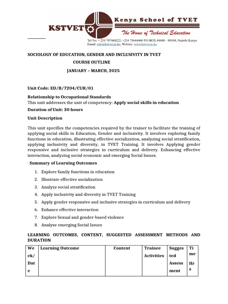 January 2025 Sociology Course Outline | PDF | Learning | Liberal Arts ...