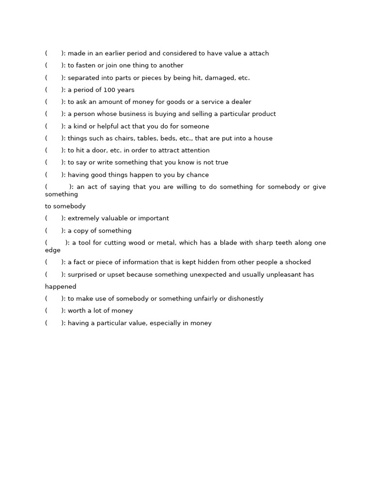 Definitions of Valuable Terms | PDF