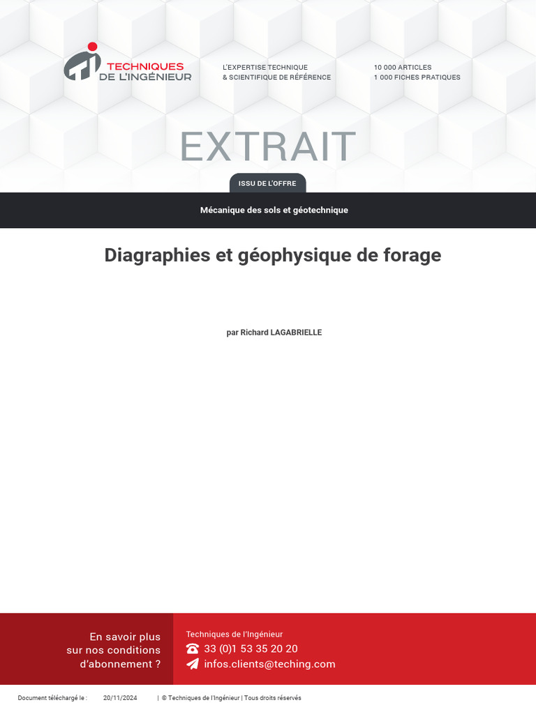 Diagraphies et géophysique de forage | PDF | Forage | Radioactivité