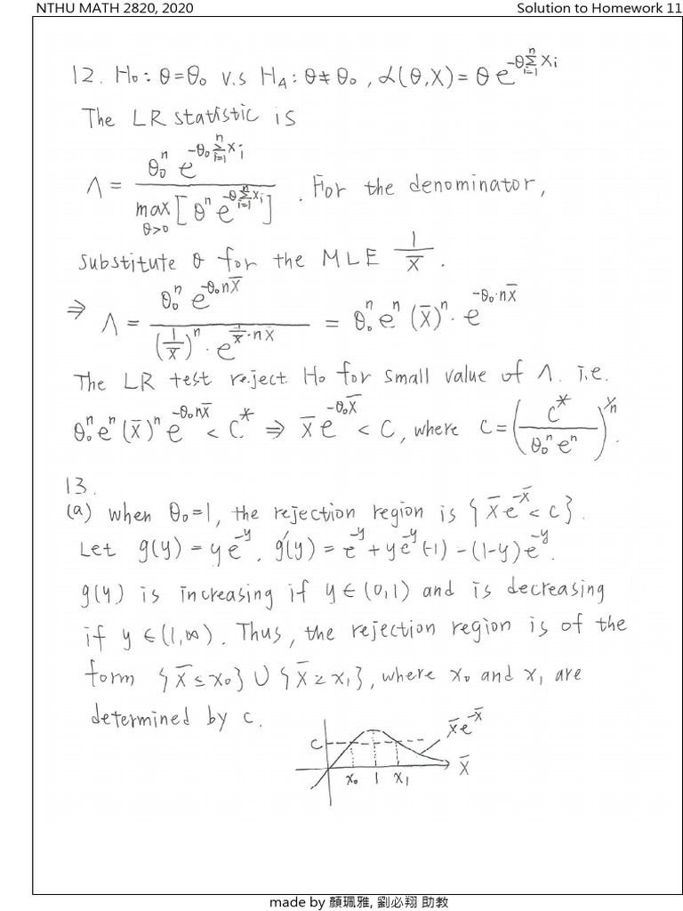 NTHU MATH 2820 Homework 11 Solutions | PDF