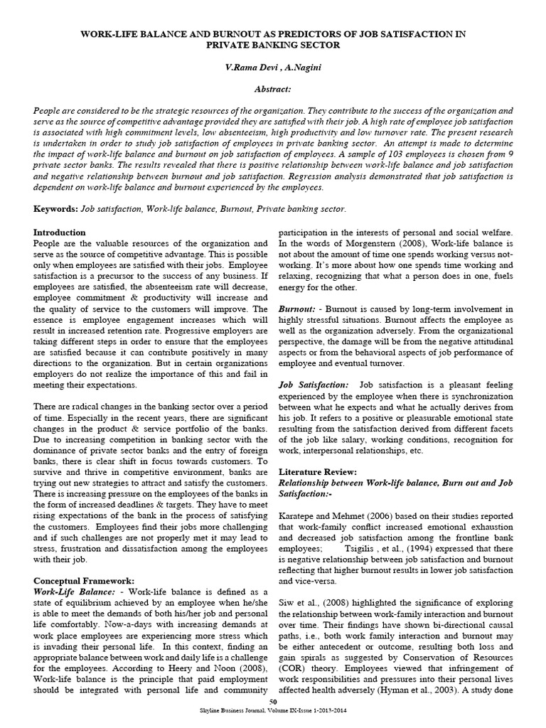 Work-Life Balance Impact on Job Satisfaction | PDF | Dependent And ...
