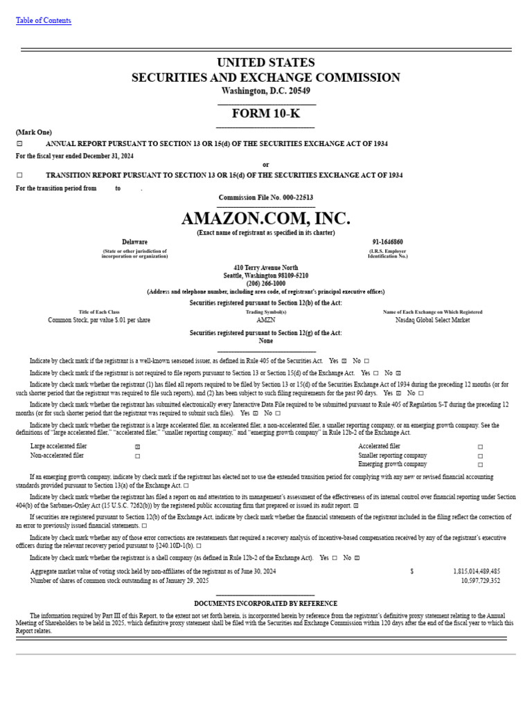 Amazon 10-K Report for 2024 | PDF | Intellectual Property | Trade Secret