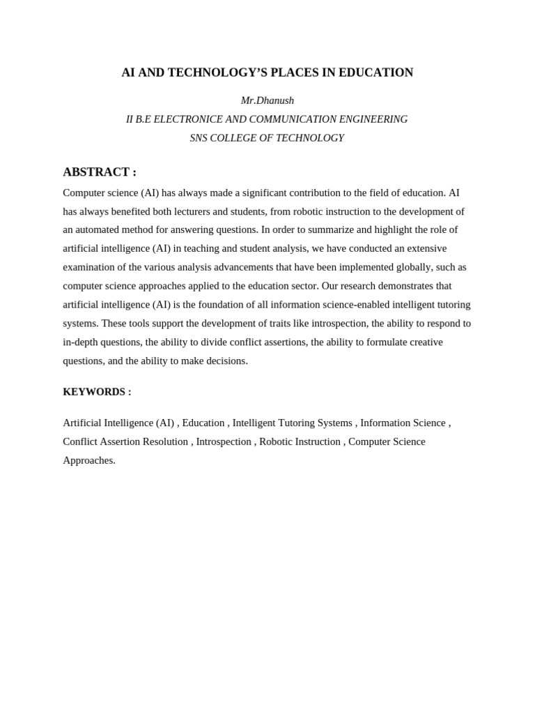 Ai S Role In Education Technology Pdf