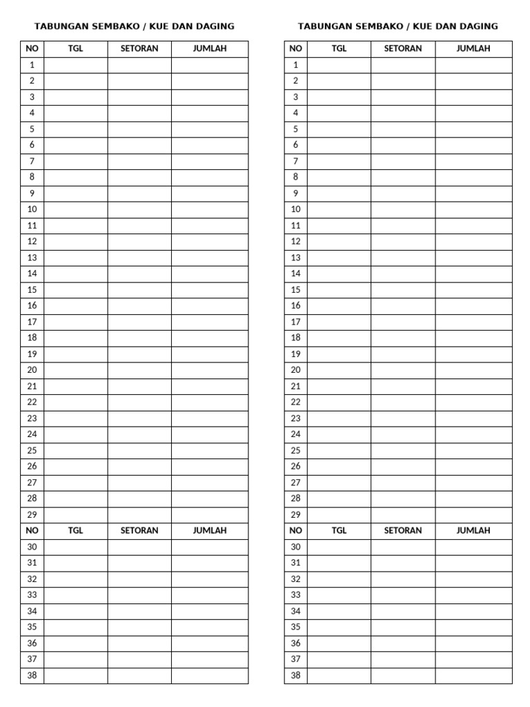 Contoh Buku Tabungan Sembako | PDF