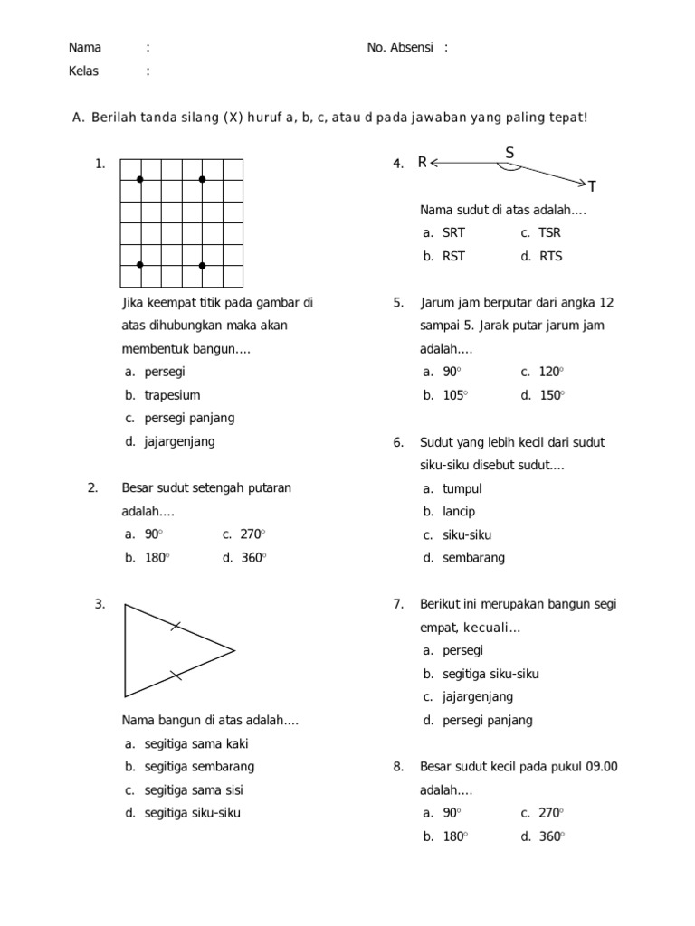 Soal Ulangan Matematika Kelas 3