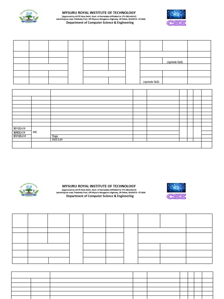 4th Sem A & B Section Time Table-2024-25 | PDF | Computing | Computer ...