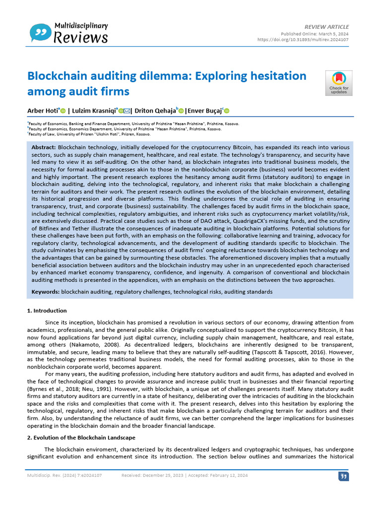 Blockchain Auditing Challenges Explored | PDF | Audit | Business