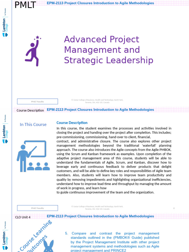 Advanced Project Management and Strategic Leadership: PMLT Faculty ...