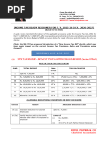 Income Tax Ready Reckoner - FY 2025-26