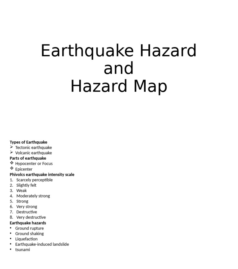 Earthquake Hazard Pdf