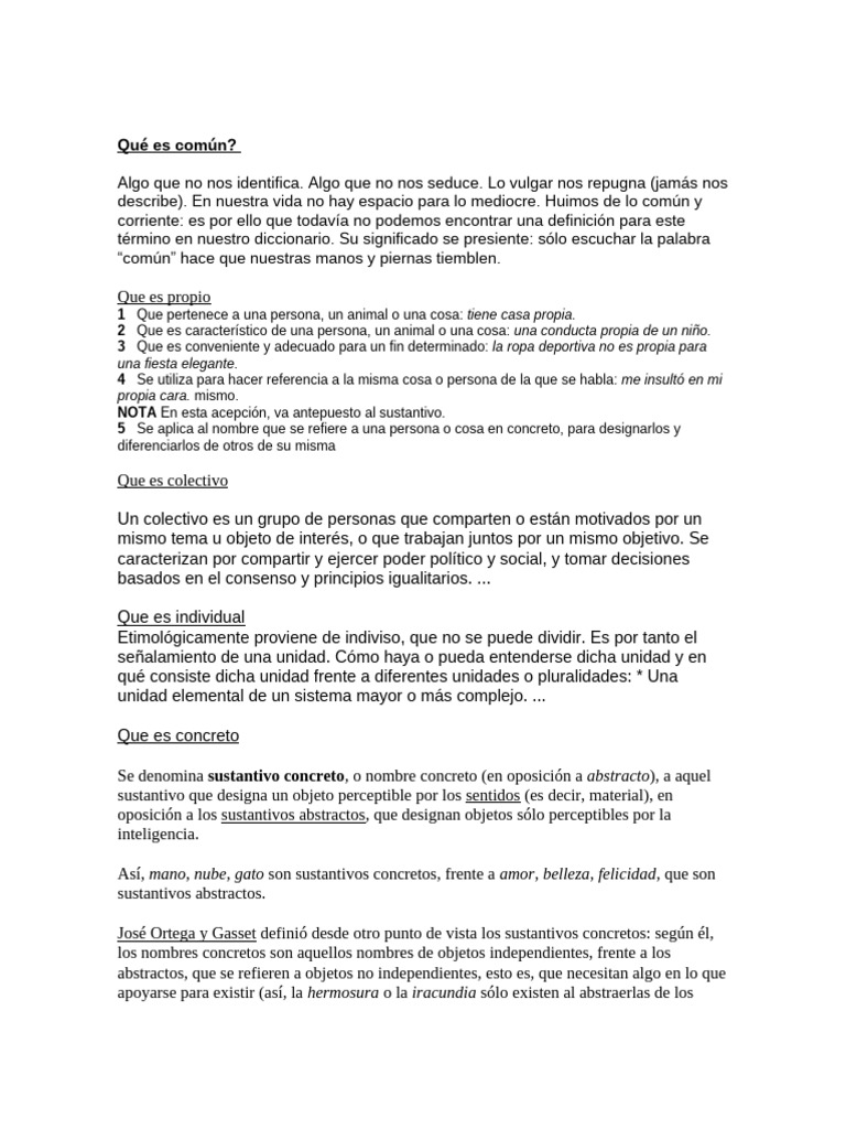 Qué Es Común | PDF | Sustantivo