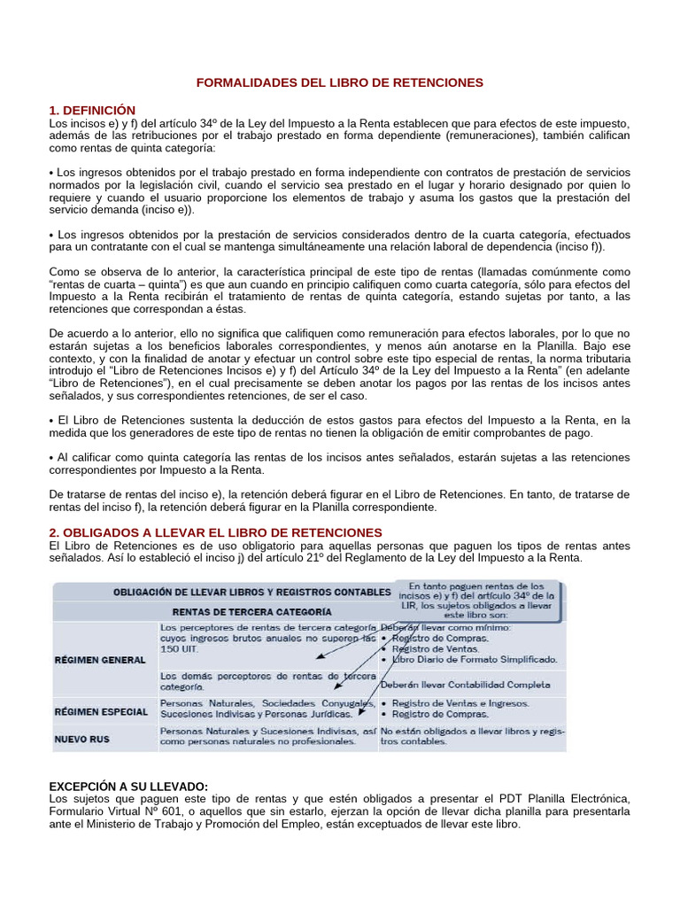 Formalidades del Libro de Retenciones | PDF | Impuestos | Impuesto ...