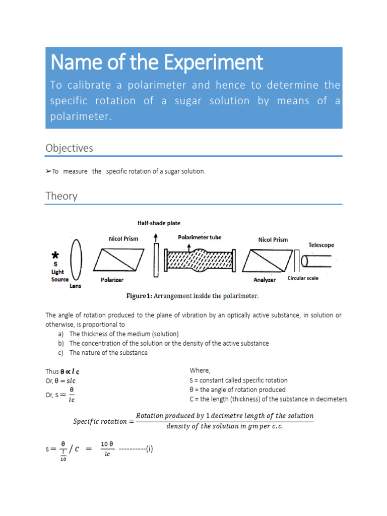 Specific Rotation of Sugar | PDF | Physical Phenomena | Applied And ...