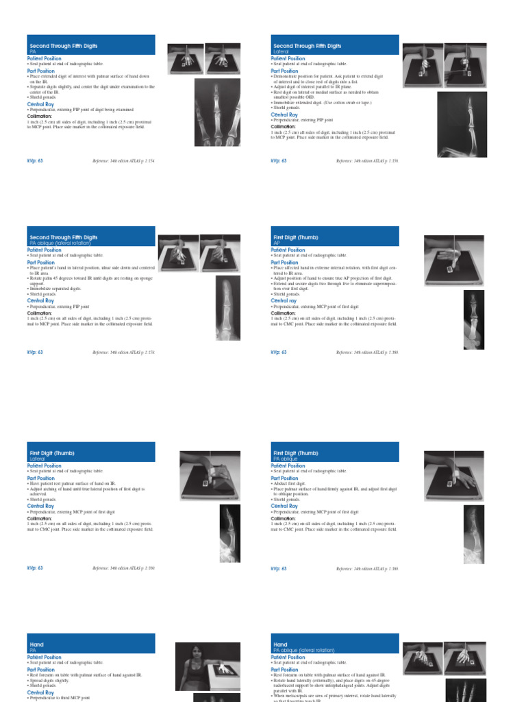 Radiographic Positioning for Hand and Wrist | PDF | Elbow | Hand