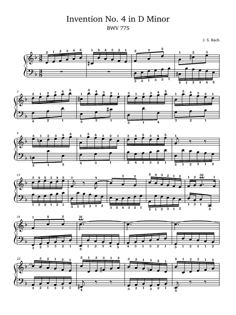 Invention 4 | PDF | Johann Sebastian Bach | Compositions