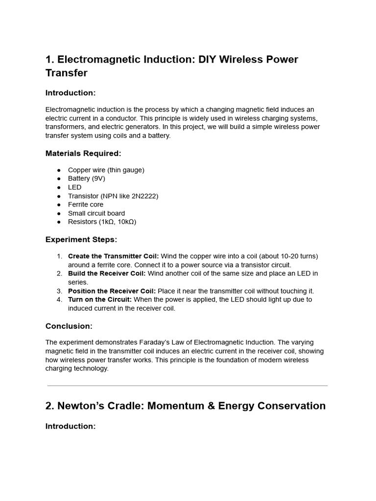 DIY Electromagnetic Induction Projects | PDF | Inductor ...
