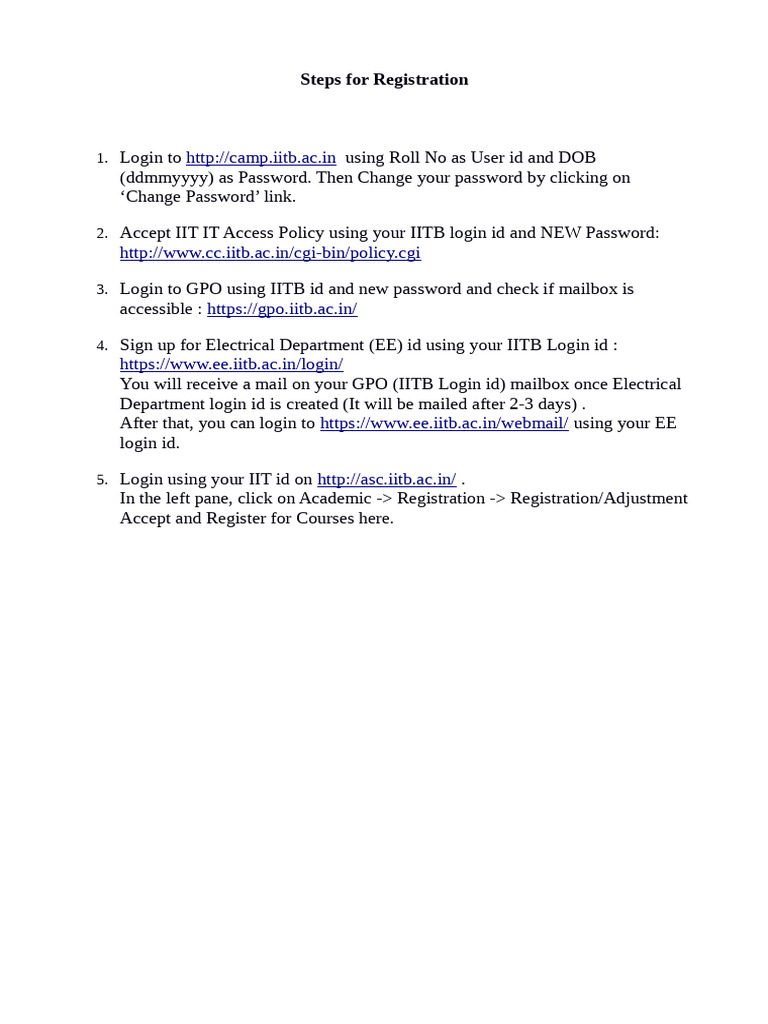 Registration STEPS | PDF