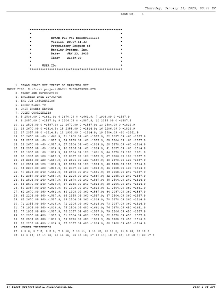 STAAD.Pro V8i DXF Import Analysis | PDF | Mechanical Engineering
