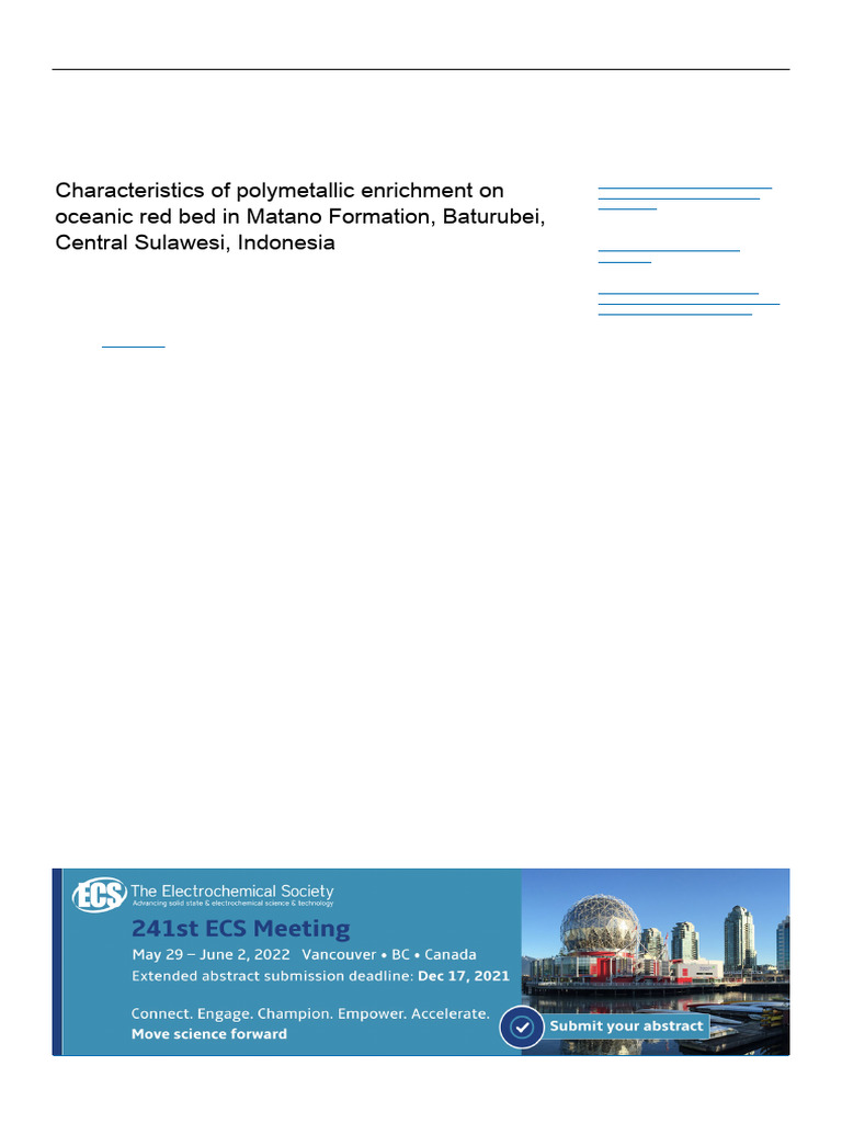 Polymetallic Enrichment in Matano Formation | PDF | Sedimentary Rock ...