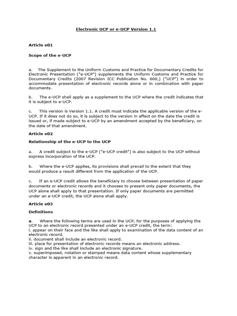 Overview of e-UCP Version 1.1 | PDF | Justice | Crime & Violence