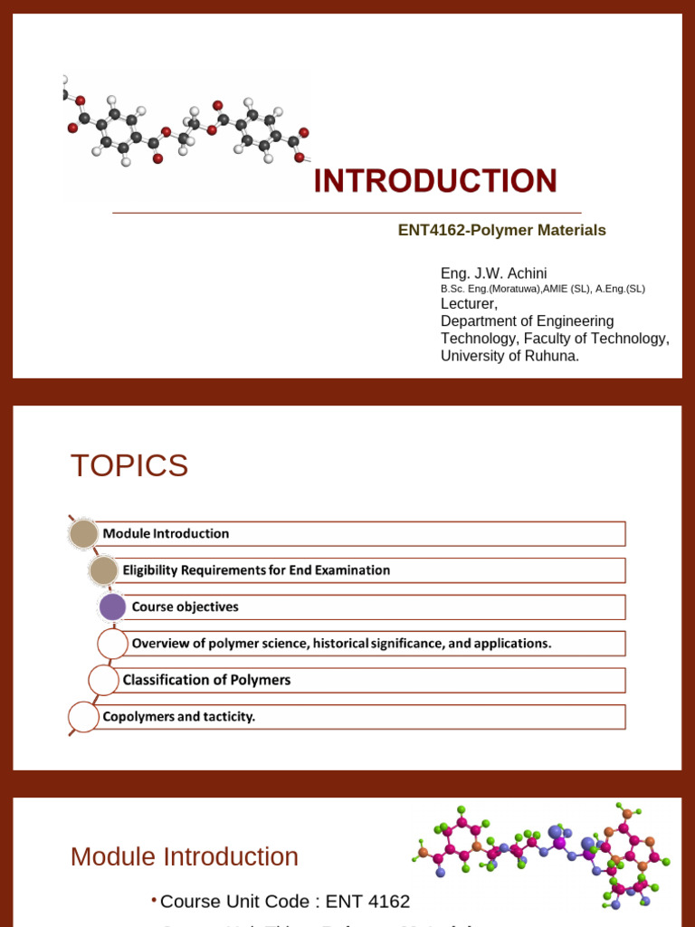 L1- Introduction (1) | PDF | Polymers | Polymerization