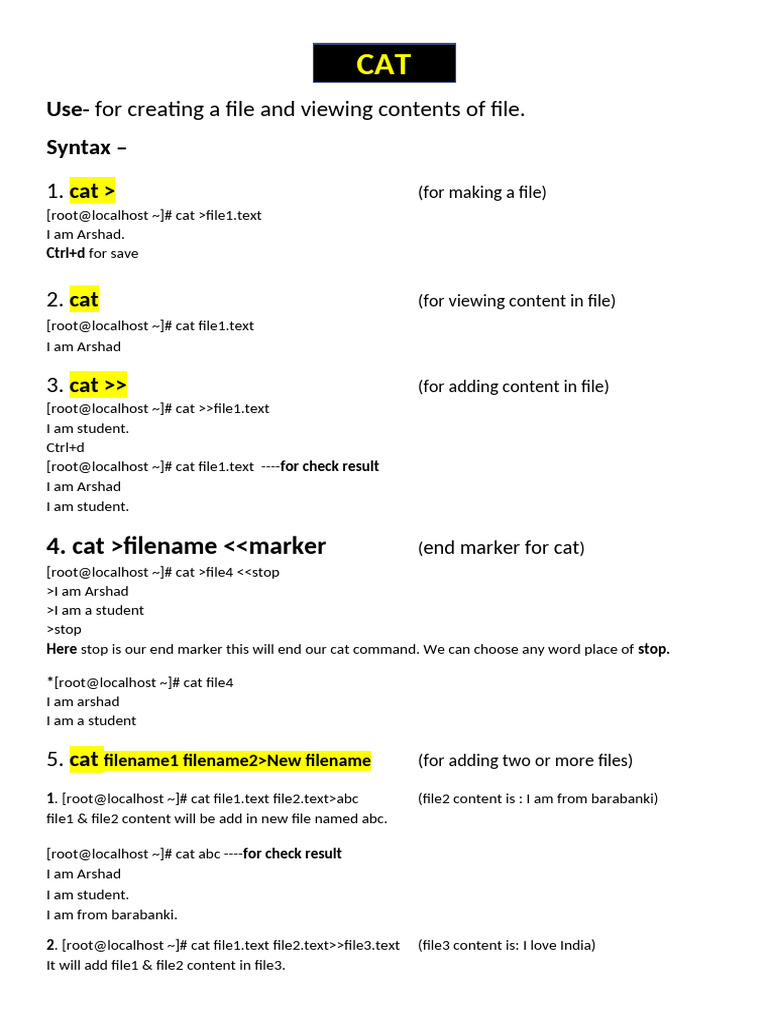 Linux File Management with cat and vi | PDF | Unix | System Software