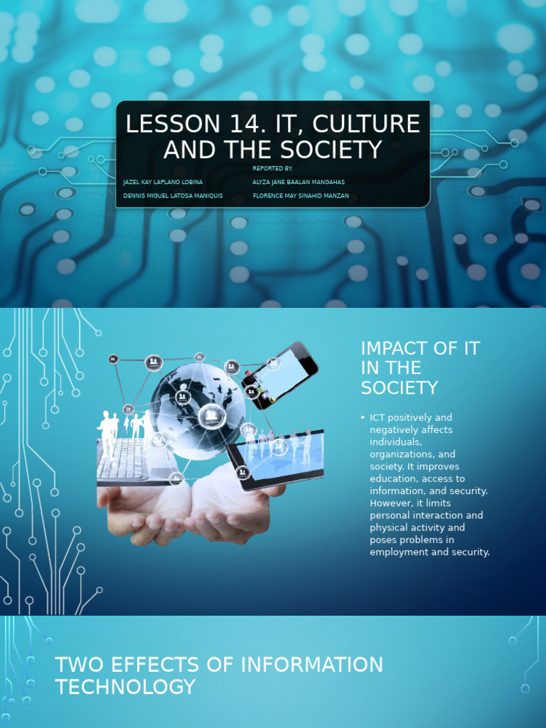 GEE5 Lesson 14. IT, Culture, and The Society | PDF | Internet ...