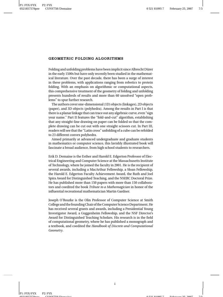 Demaine E., O'Rourke J. Geometric Folding Algorithms. Linkages