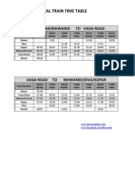 Bhiwandi - Diva - Vasai Train Time Table