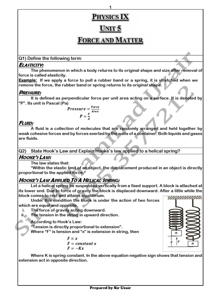 Force and Matter in Physics IX | PDF | Pressure | Force