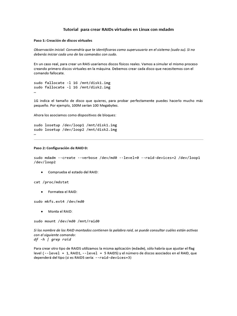 Tutorial RAIDs Linux mdadm PDF