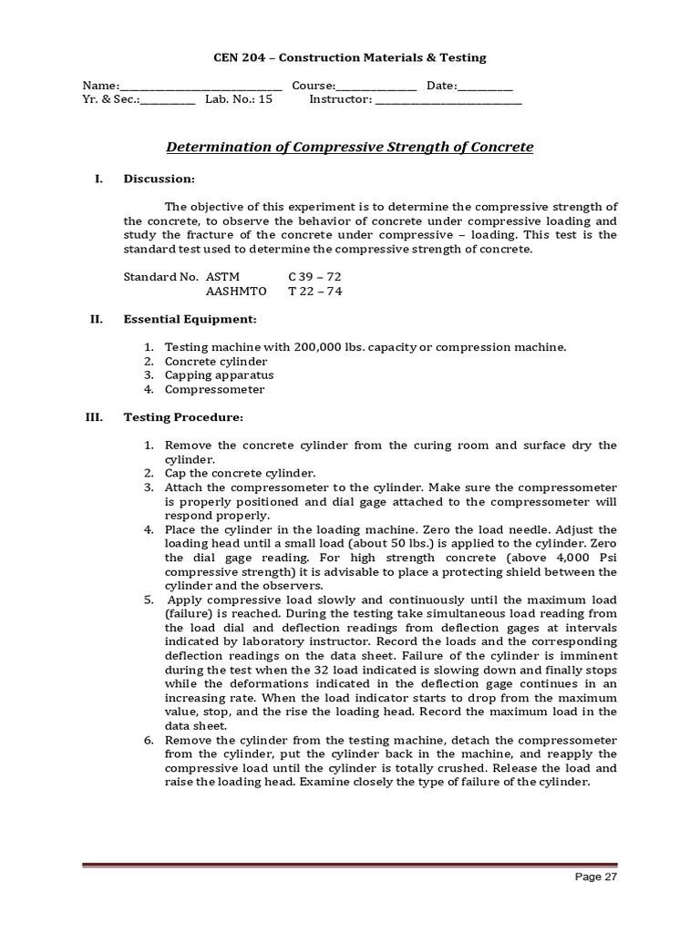 Compressive Concrete Test | PDF | Strength Of Materials | Concrete